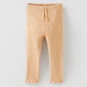 Zara Light Gold Yellow Waffle Knit Girls Leggings Size 4-5 Years NWOT